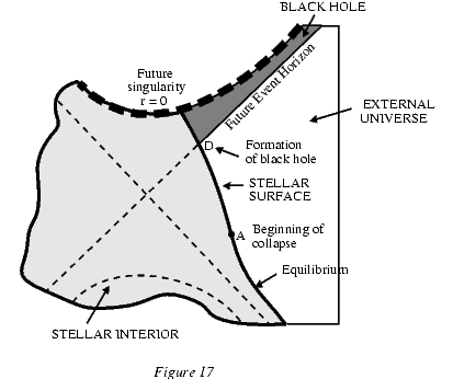 Урезанная диаграмма Крускала, описывающая коллапс звезды в черную дыру.