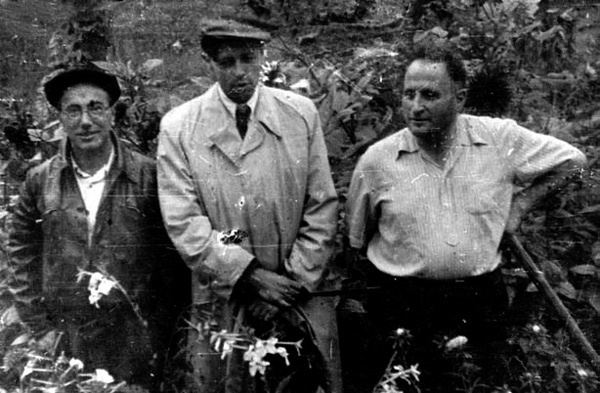 Я. Б. Зельдович (слева), А. Д. Сахаров и  Д. А. Франк-Каменецкий. Начало 1950-х гг. 