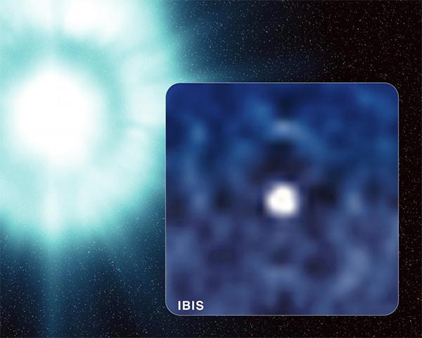 Гамма-всплеск, снятый установленным на борту INTEGRAL прибором IBIS (иллюстрация ESA / SPI Team / ECF).