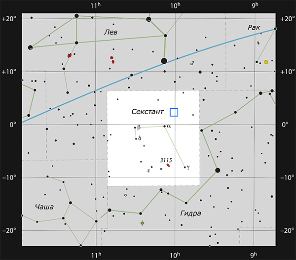 Расположение COSMOS на небе (иллюстрация ESO, IAU, Sky & Telescope).