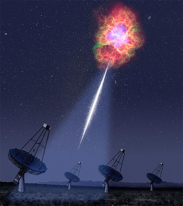 Массив VERITAS и импульсное гамма-излучение PSR B0531+21 (иллюстрация José Francisco Salgado).