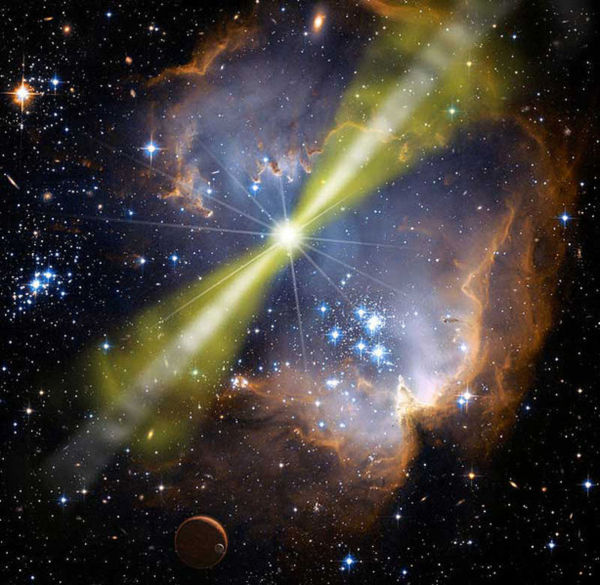 Как оказалось, гамма-всплески не являются источником галактических космических лучей высоких энергий. Но если не они, то что? (Иллюстрация НАСА.)
